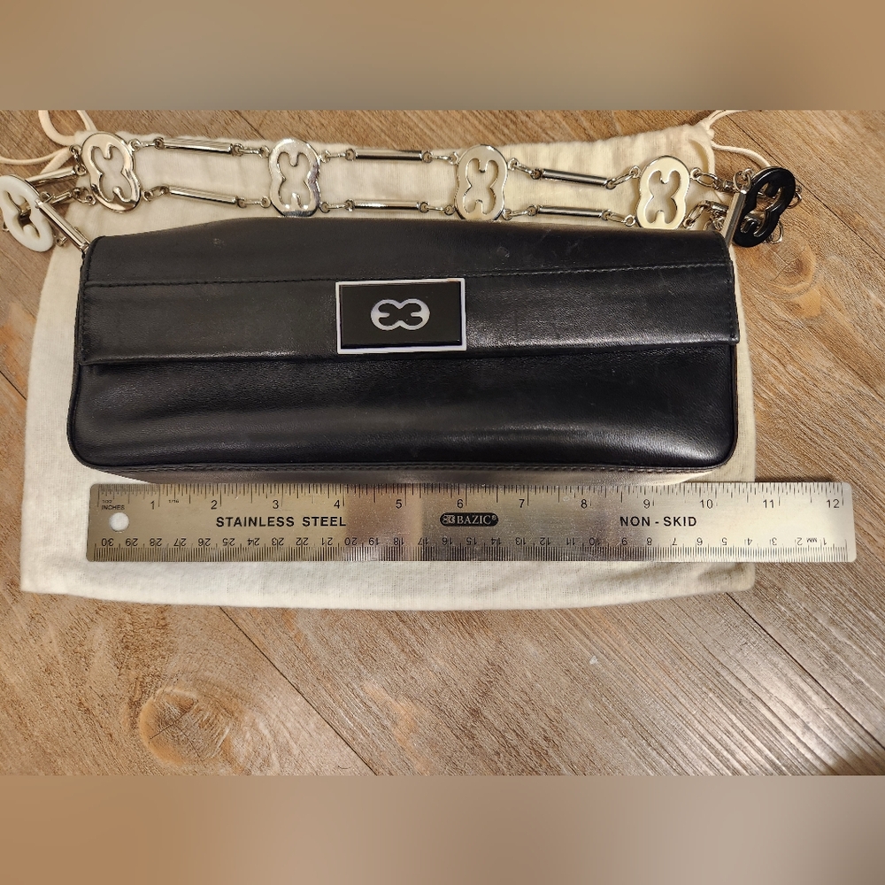 Escada Black Leather Chain Clutch Bag - Picture 3 of 8